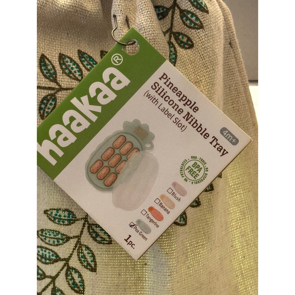 Haakaa Pineapple Silicone Nibble Tray with Label Slot (Pea Green) NWT